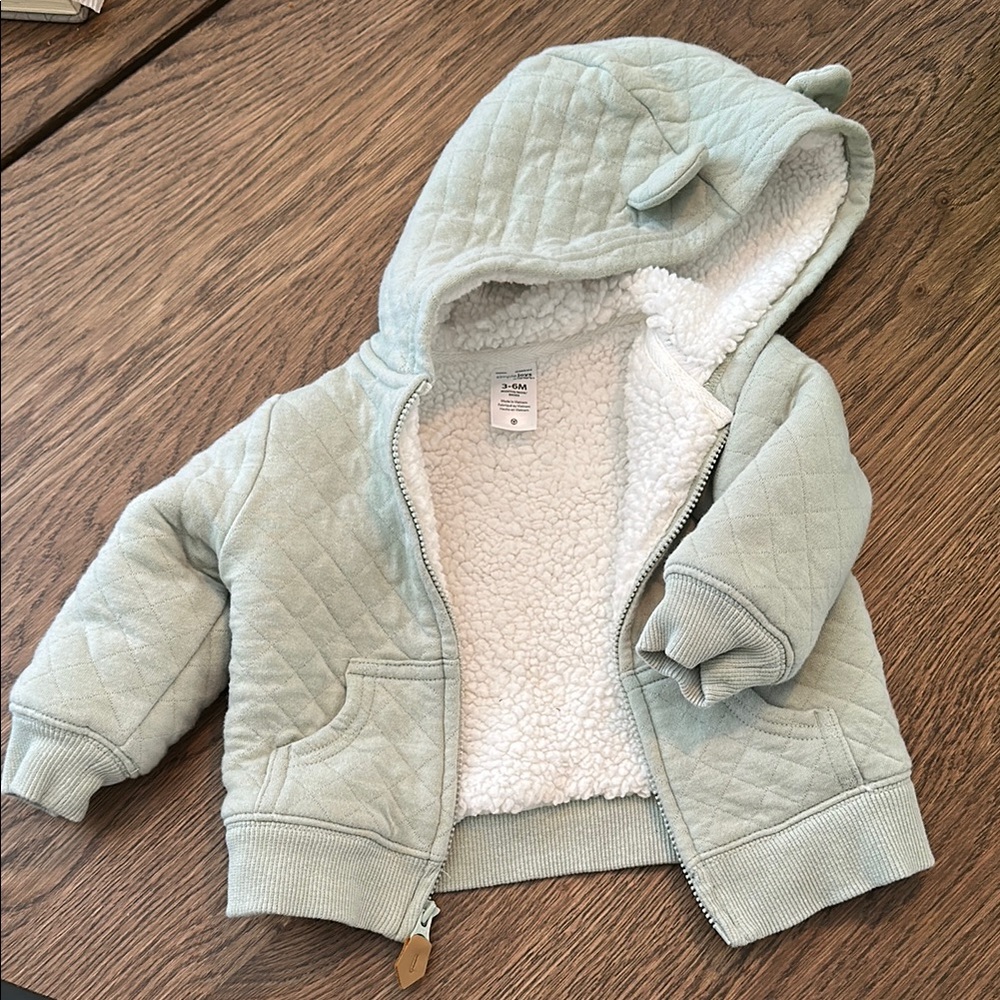 Cozy Mint Green Quilted Kids Hoodie